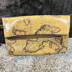 Patricia Nash Brown Map Print Clutch
